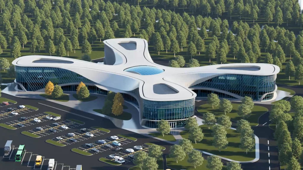 Rest stop area. Earlier works of Gu, rendered in D5