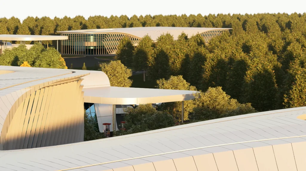 Rest stop area. Earlier works of Gu, rendered in D5