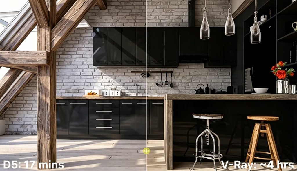 D5 vs Vray: D5 Render wins in faster real-time 3D rendering for small firms.